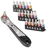 CYLBAQ Ratschenschlüssel Magnetisch Torx Bit Set, 110mm 1/4 Zoll Ratschen Wendeschrauber, 19 Stück Mini Knarre für Bits, Mini Ratschen Schraubenschlüssel für Gadgets, Autos, Häuser, Maschinen