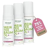 alkmene Mein Teebaumöl Reinigungsschaum Gesicht 3x 150 ml - Pickel Reduktion 75% bestätigt - naturreines Teebaumöl, vegan & klimaneutral - Waschschaum für unreine Haut - Gesichtsreinigungs Schaum