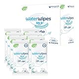 WaterWipes Tücher für unterwegs, 224 Tücher (8 Packungen), Feuchttücher auf 99% iger Wasserbasis, ideal für unterwegs, für Gesicht und Körper