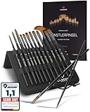 LIEBERGE Premium Pinselset Acrylfarben – 12 Pinsel ohne Haarverlust beim Malen – geeignet als Acryl Pinsel, Aquarellpinsel, Ölpinsel, Gouache (12)