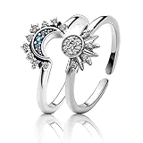 1 Set Sonne Mond Ring Freundschaftsringe Sun and Moon Ring Ringe Set Sonne und Mond Ring Geeignet für Verlobungsringe Eheringe Freundschaftsringe Repräsentieren die Ewigkeit