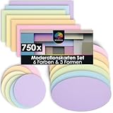 OfficeTree 750x Moderationskarten Set - Pastell Farben - Rund Oval & Rechteckig - Metaplankarten - Präsentationskarten - Moderationsset als Seminar Zubehör für Moderationskoffer und Präsentation