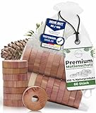 Mottenschutz aus Zedernholz | Testsieger | 60 Mottenringe | Premium Bio Zedernholzringe f. Kleiderbügel ideal als Mottenfalle Kleidermotten Mottenschutz für Kleiderschrank | Kleidermottenfalle Motten