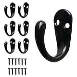 6 x einzelne Kleiderhaken, Wandmontage, schwarze Türhaken, einzelne Wandhaken, schwarze Kleiderhaken, robuste Kleiderhaken, Metall, Bademantelhaken, kleine Wandhaken mit Schrauben zum Aufhängen von