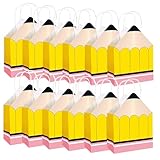 Willkommensbeutel für Lehrer – Bleistiftförmige Willkommens-Papiertüten | Boxen mit Griff für Wertschätzungswoche Kindergarten Vorschule Notizbuch Taschenrechner Mädchen Studenten