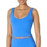 Amazon Essentials Damen Aktives FormFlex-Tanktop mit BH, Leichtem Halt und Verkürztem Schnitt, Butterweich, Ozeanblau, S