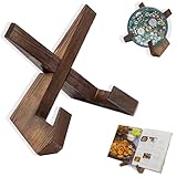 Buchständer Holz, Kochbuchhalter, Buchhalter, Rezepthalter für Küche, Buch Halterung, Tragbare Leseständer, iPad Tablet Ständer, Zum Ausstellen von Büchern, Tellern