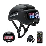 TMEOIIPY Intelligenter App-programmierbarer Fahrradhelm mit Rückseitigem LED-Display und USB-Aufladung, Fahrradhelm Erwachsene: Herren, Damen, mit Blinker-Fernbedienung