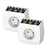 HBN 2er Countdown Timer Steckdose, Zeitschaltuhr mit Countdown in 6 Stufen(15min bis 6h), Energiespar-Steckdose mit Repeat-Funktion & Kindersicherung, 16A/3.680W