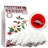 100% Natural Roselle Tea Bag, 150g/5.29oz (3g*50bags) 玫瑰茄茶/洛神花 Getrocknete Roselle Blumen, essbare Blumen Hibiskusblüten-Pure Roselle Knospen Lose Leaf Kräuter mit Nicht-GMO-natürlichem Duft