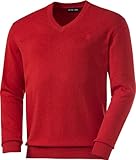 Otto Kern Pullover Herren mit V-Ausschnitt, Strickpullover aus 100% Baumwolle, Bequemes Sweatshirt in Regular-Fit Passform, Rot, Gr. L
