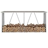 Xichuzi Brennholzlager, Kaminholzregal Aussen, Holzstapelhilfe, Carport, Sichtschutz Garten, Kaminholzregale, Verzinkter Stahl 330x84x152 cm Braun