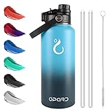 Opard Edelstahl Trinkflasche, 1L Vakuum Doppelwandisolierung Auslaufsicher Thermoskanne, BPA-Frei Wasserflasche, Kohlensäure Thermosflasche für Kinder, Sprudel, Sport, Uni, Schule, FitnessTt