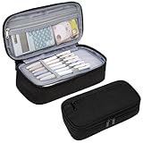 Partideal Großes Federmäppchen Federtaschen Mäppchen,5 Fächer mit Reißverschlussfächern,Federmäppchen für Büro Schulmäppchen Schreibwaren Aesthetic Erwachsene Büro Geschenk(Schwarz)