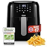 Linsar - Heissluftfritteuse 5L - Airfryer mit Timer, Warmhaltefunktion und Touchscreen - Temperatur frei wählbar - Energiesparender & schneller als Backöfen - 1400 Watt (Schwarz)