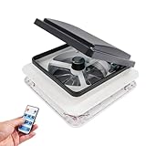 TkkMivcOC Belüftung für Wohnmobil, 12V RV Dachventilator mit Fernbedienung, Lichtquelle LED, 6 Einstellbare Geschwindigkeit, Zweiweglüftung, für Camper Wohnwagen Wohnmobil, 36 x 36 cm, Weiß