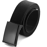 Mile High Life Passend zugeschnitten Leinwand Webgürtel Größe bis zu 1,32 m mit Flip-Top Feste Militärschnalle (schwarz)