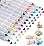 25 Farben Acrylstifte Marker Stifte für Steine, Acrylfarben für Holz Glas Papier Leinwand Geschenkekarte DIY Fotoalben Ostereier Deko Kunststoff Stoff Becher, bemalen Set