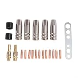 Bulevisiter MIG-Schweißdüsen-Set mit 0,9 mm Spitzen für 15AK und MB15 Brenner, Kupferverschleißteile für MAG-Schweißmaschinen, 22-teiliges Set