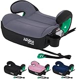 FableKids Sitzerhöhung Auto Kinder Isofix | 3-Punkt-Sicherheitsgurt | Kindersitzerhöhung bis 5 Jahre | Autositz für Kinder 125-150cm mit Becherhalter | ECE R129/03 | Grau