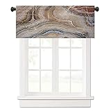 Marmor-Volant, Onyx-Stein-Oberflächenmuster, hellblau, Detailbild, geeignet für Fenster, Schlafzimmer, Badezimmer, 1 Panel: 132,1 x 45,7 cm, Zimtgrau