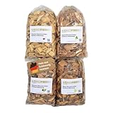 Landree® Starter-Set Räucherchips Kirsche, Apfel, Birne, Pflaume - 4 x 2 Liter -Altes Land- Wood Chips für Grill Smoker BBQ
