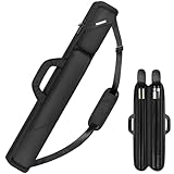 PEKREWS Pool-Queue-Koffer 2 x 2, Pool-Stick-Tasche für 2 Stöcke mit 2 Zubehörtaschen mit Reißverschluss, stabile Polyester-Poolqueue-Tragetasche mit Schultergurt, weicher Billardqueue-Rucksack für