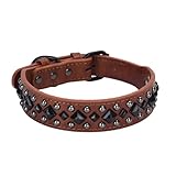 Rostbeständiges Metallnieten-Halsband, schweres Leder, minimalistisches Hundehalsband für tägliche Spaziergänge und Veranstaltungen, Punk-Stil