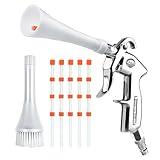 Druckluft Reinigungspistole, Trocken Ausblaspistole, Druckluftpistole Für Kompressor 6-9 Bar, Mit 5 Schlauch, 1 Trichter Und 1 Trichter Mit Bürste Zur Staubentfernung Von Teppichen(Weiß)