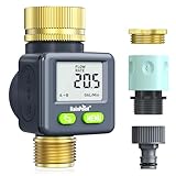 RAINPOINT Wasserzähler mit Messing-Einlass und -Auslass, Praktischer Wasseruhr für Garten, 4 Modi zur Kontrolle des Wasserverbrauchs,Wassermengenzähler, 180° Drehbarer digitaler Durchflussmesser