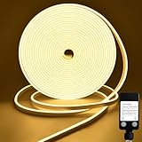 CCILAND LED Strip 10M, 24V Neon Streifen Dimmbar 2700k, Silikon Flexibel LED Lichtband mit Timer Wasserdicht für Heim Küche Innen Außen DIY Dekor (Warmweiß)