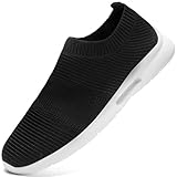 JUEQIBAA Sneakers Herren Sportschuhe Turnschuhe Slip on Schuhe Fitness Sporthalle Freizeitschuhe Leichtgewichts Joggingschuhe Laufschuhe Schwarz 46