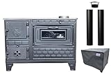 Giesty® Outdoor-Küchenofen Terrassenofen, Holzofen mit Holz und Holzkohle, Garten-Kamin, Outdoor-Küchenherd, Kuzine Soba (Gusseiserne Tür+2 Rohre+wasserdichte Abdeckung)