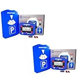 CHENAC 2X Elektronische Parkscheibe mit Zulassung, klebepads und Batterien - Elektrische Parkscheibe -Manuelle und automatische Digitale Parkscheibe für Autos mit Einkaufswagenchips und Eiskratzer