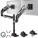 ARES WING Dual-Monitorhalterung, verstellbarer gestapelter Monitorständer mit USB-A/C, robuster Gasfeder-Monitor-Tischständer für 2 Monitore für 24-57 Zoll Ultraweitbildschirm, 75/100/200