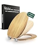 Bambus WC Sitz mit Absenkautomatik - bombenfester Halt des Bambus Klodeckels durch Spezialscharniere - Toilettendeckel Holz mit antibakterieller 3-fach versiegelter Lackierung