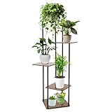 Skymico Indoor Blumenständer Mit 5-Layer-Pflanzenständer-Rack,Pflanzenständer Holz-Retro,Blumentreppe, Blumenbank,Blumenregal Indoo,Einfach zu installierter Blumenständer Metall und Pflanzenregal