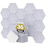 Hexagon Akustikplatten selbstklebend 36 Stücke, TONOR Schallabsorber Schallschutz mit Hochdichte Wandfliesen Schall Dämmung 30x26x0,9cm für Studio, Büro, Akustische Behandlung und Wanddekoration Grau