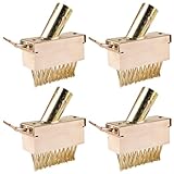 4 Stück Unkraut Fugenbürste, Fugenbürste Unkraut mit Metallborsten, Unkrautbürste Stahlbürste Fugenkratzer, Fugenbesen mit Haken für Unkraut Moos und Algen aus Platten-Fugen