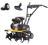 TEXAS Gartenfräse Motorhacke Bodenhacke Bodenfräse Benzin mit Antrieb Lilli 365TG Set mit Pflug und Rädersatz | 40-60 cm Arbeitsbreite |1400 Watt | 1,9 PS | 26 cm Tiefe | Vorwärts- und Rückwärtsgang