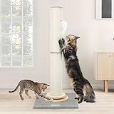 Globlazer Kratzstamm für Katzen Groß, Kratzsäule XXL 90 cm & 50 cm 2 IN 1 Einstellbar Kratzbaum mit Interaktivem Katzenspielzeug Stabil Kratzsäule Katze Sisal für Große Katzen (SC35, Hellgrau)