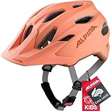 Alpina Carapax JR. - Leichter, Robuster & Sicherer Fahrradhelm Mit Fliegennetz & Optionalen LED-Licht Für Kinder, Peach matt, 51-56 cm