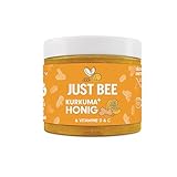 Just Bee Kurkuma+ Honig (260g) | Mit Kurkuma-Extrakt, Vitamin D & Vitamin C | Roh & unpasteurisiert | Vitaminreich | Unterstützen zugleich die normale Funktion des Immunsystems