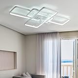 Moderne LED-Deckenventilator-Leuchte mit Fernbedienung, dimmbarer Timer und 6 Geschwindigkeitsoptionen, ideal für Schlafzimmer, Wohnzimmer und Esszimmer, leiser Betrieb, 72 cm, Weiß