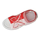 2025 Damen-Sandalen, Netzstoff, lässig, große Größe, dicker Boden, offener Zehenbereich, flache Sandalen, modische Damen-Sandalen, Größe 39, rot, 36.5 EU