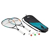 HUDORA Badminton Set Speed - 2 Badmintonschläger aus Aluminium & 3 Federbälle - Federballset inklusive Tragetasche - Outdoor Badminton Schlägerset für Freunde & Familie - Badminton Zubehör