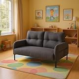 HOMYLIN Cord Kindersofa, Weiche 2-Sitzer Couch für Kinder Leseecken oder Schlafzimmer, Kompaktes und sicheres Design, Grau