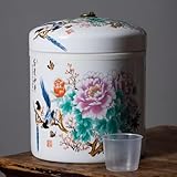 Durecoform Keramik-Frischhaltedose mit Deckel, 10 kg Kapazität, ideal für Reis, Tee, Getreide, Müsli, Mehl, Zucker, Kaffee-Aufbewahrung, chinesischer Stil Küchenglas