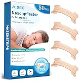 Nasenpflaster Schnarchen, 80 Stück Extra Starke Nasenpflaster Besser Atmen, Atmungsaktives Nose Strips Lindern Eine Verstopfte Nase Effektive Anti Schnarchen, Nasenstrips für Sport und Schlaf