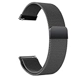 LYYLTX Edelstahl Mesh Uhrenarmband Metall Ersatz Armband Magnetverschluss Smartwatch Schnellverschluss Watch Uhren Ersatzband Für Damen Herren 14mm 16mm18mm 20mm 22mm 24mm (22mm,Schwarz)